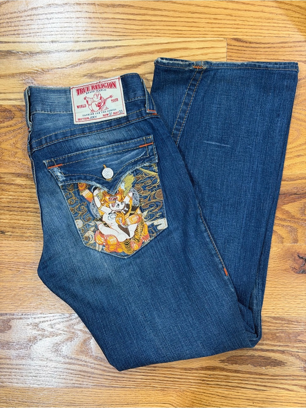 True Religion Men’s "Joey" Twisted Buddha Indigo Relaxed Y2K World Tour